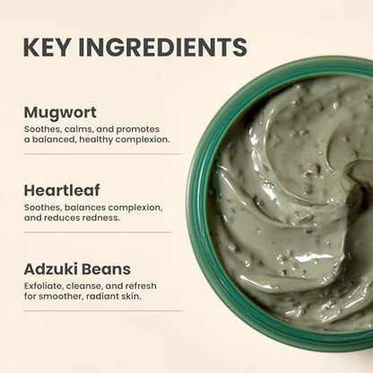 AXIS-Y Mugwort Pore Clarifying Wash Off Pack - Vegan Clay Mask for Clogged Pores, Whiteheads & Blackheads - Korean Skin Care (3.38 fl. oz.) Avelisse