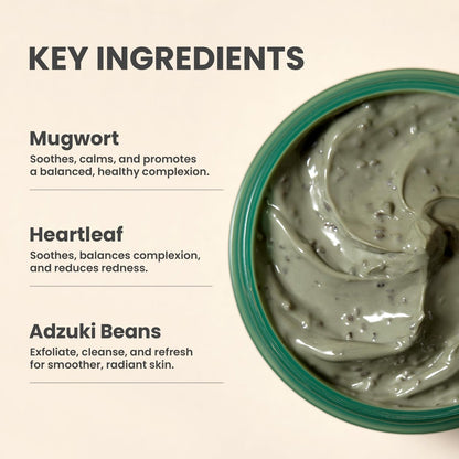 AXIS-Y Mugwort Pore Clarifying Wash Off Pack - Vegan Clay Mask for Clogged Pores, Whiteheads & Blackheads - Korean Skin Care (3.38 fl. oz.) Avelisse