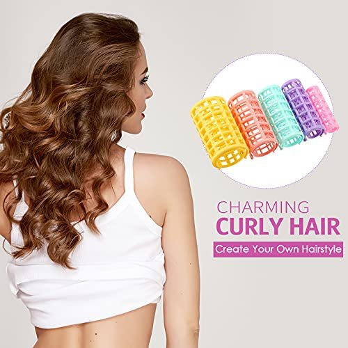 WILLBOND 36-Piece Plastic Hair Rollers Set - 5 Sizes Self-Grip Curlers with 2 Steel Pintail Combs for Short & Long Hair, Salon & Home Styling (Bright Colors) Avelisse