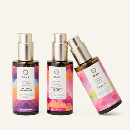 Khadi PINK LOTUS BEAUTY Ayurvedic Hydrating Body Oil – Balancing & Moisturizing Sensual Oil – 100% Plant-Based & Natural – 3.38 fl oz