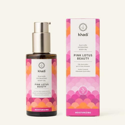 Khadi PINK LOTUS BEAUTY Ayurvedic Hydrating Body Oil – Balancing & Moisturizing Sensual Oil – 100% Plant-Based & Natural – 3.38 fl oz