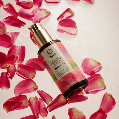 KHADI ROSE LOVE Ayurvedic Regenerating Body Oil - Luxurious Plant-Based Natural Beauty Oil, 3.38 fl oz