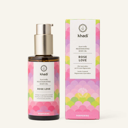 KHADI ROSE LOVE Ayurvedic Regenerating Body Oil - Luxurious Plant-Based Natural Beauty Oil, 3.38 fl oz