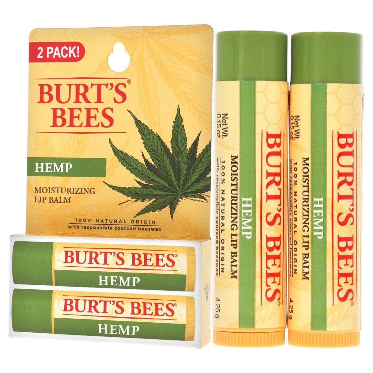 Burt's Bees Hemp Moisturizing Lip Balm – Cranberry, 0.15 oz - görsel 9