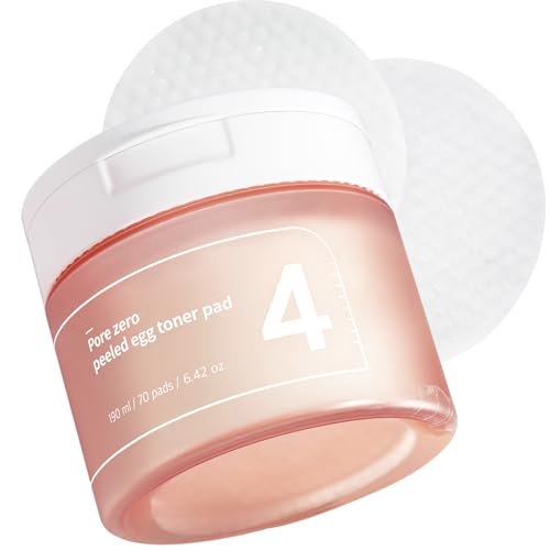 numbuzin No.4 Pore Zero Peeled Egg Toner Pads - Gentle Exfoliating PHA/LHA Toner Pads for Pore Care & Skin Prep, Korean Skincare, 70 Pads Avelisse