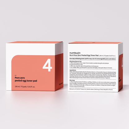 numbuzin No.4 Pore Zero Peeled Egg Toner Pads - Gentle Exfoliating PHA/LHA Toner Pads for Pore Care & Skin Prep, Korean Skincare, 70 Pads Avelisse