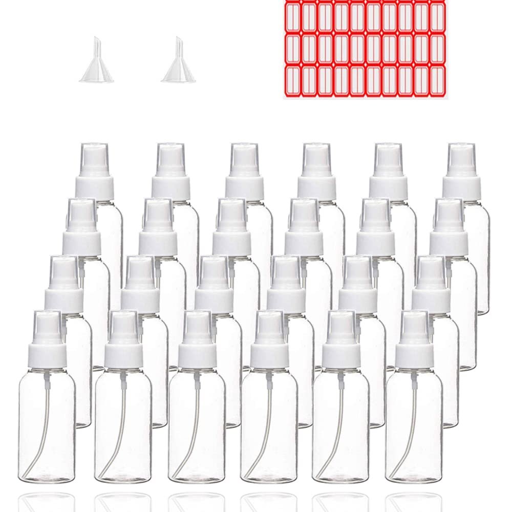 24-Pack Clear Empty Fine Mist Plastic Spray Bottles - 2 oz (50 ml) Mini Travel Size Refillable Liquid Containers - görsel 1