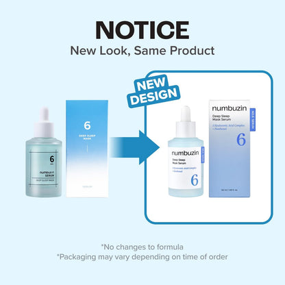 numbuzin No.6 Deep Sleep Mask Serum – Iceland Glacier Water Hydrating Serum with Hyaluronic Acid & Niacinamide for Dry Skin, 1.69 fl oz