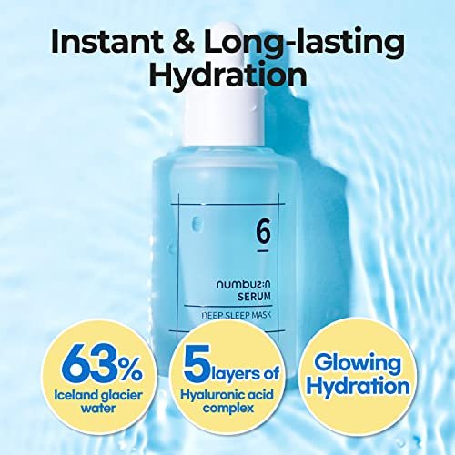 numbuzin No.6 Deep Sleep Mask Serum – Iceland Glacier Water Hydrating Serum with Hyaluronic Acid & Niacinamide for Dry Skin, 1.69 fl oz - görsel 6