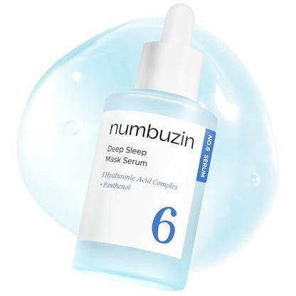 numbuzin No.6 Deep Sleep Mask Serum – Iceland Glacier Water Hydrating Serum with Hyaluronic Acid & Niacinamide for Dry Skin, 1.69 fl oz