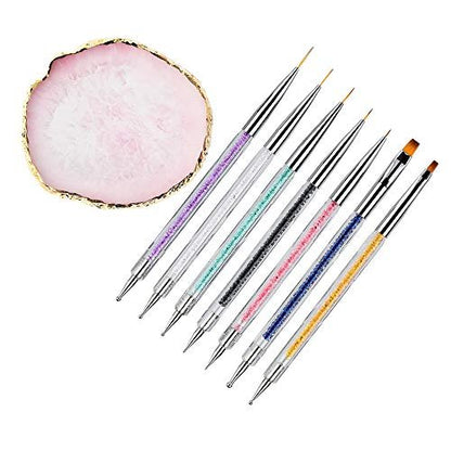 Mcduyant 8-Piece Nail Art Brush Set: Resin Palette Gel Design Tools for Professional & DIY Manicures