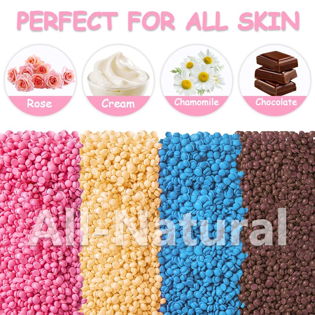 Professional Hard Wax Beads for Hair Removal – 400g with 10 Wood Sticks – Full Body, Brazilian, Bikini, Face, Legs, Eyebrows – Painless at Home for Women and Men - görsel 3