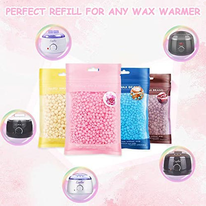 Professional Hard Wax Beads for Hair Removal – 400g with 10 Wood Sticks – Full Body, Brazilian, Bikini, Face, Legs, Eyebrows – Painless at Home for Women and Men