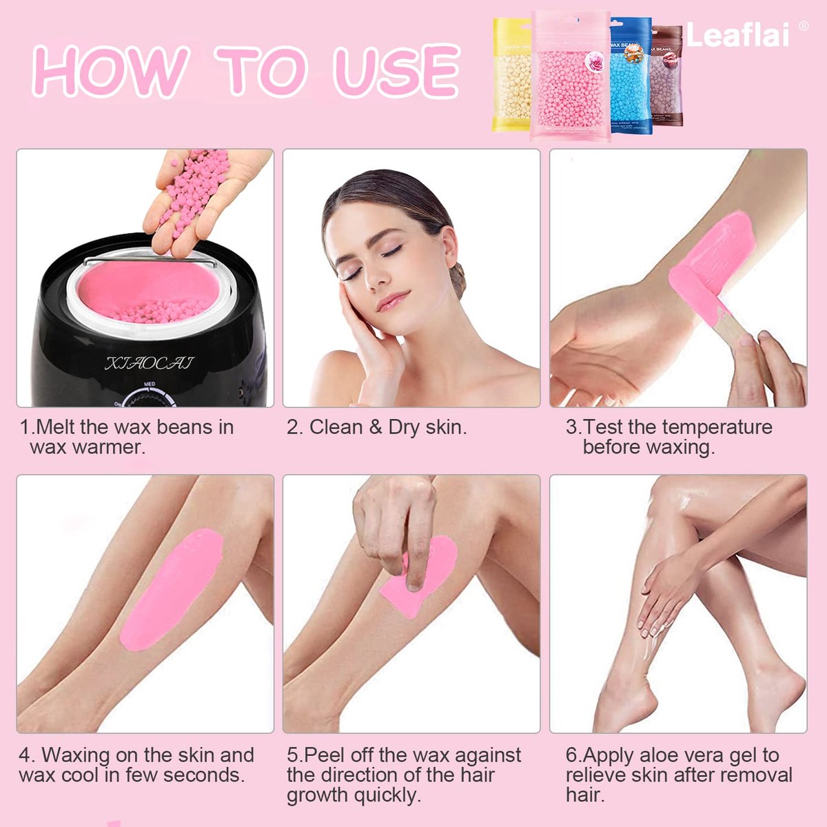 Professional Hard Wax Beads for Hair Removal – 400g with 10 Wood Sticks – Full Body, Brazilian, Bikini, Face, Legs, Eyebrows – Painless at Home for Women and Men - görsel 7
