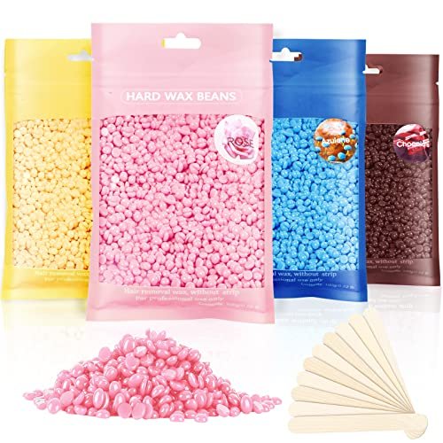 Professional Hard Wax Beads for Hair Removal – 400g with 10 Wood Sticks – Full Body, Brazilian, Bikini, Face, Legs, Eyebrows – Painless at Home for Women and Men - görsel 2