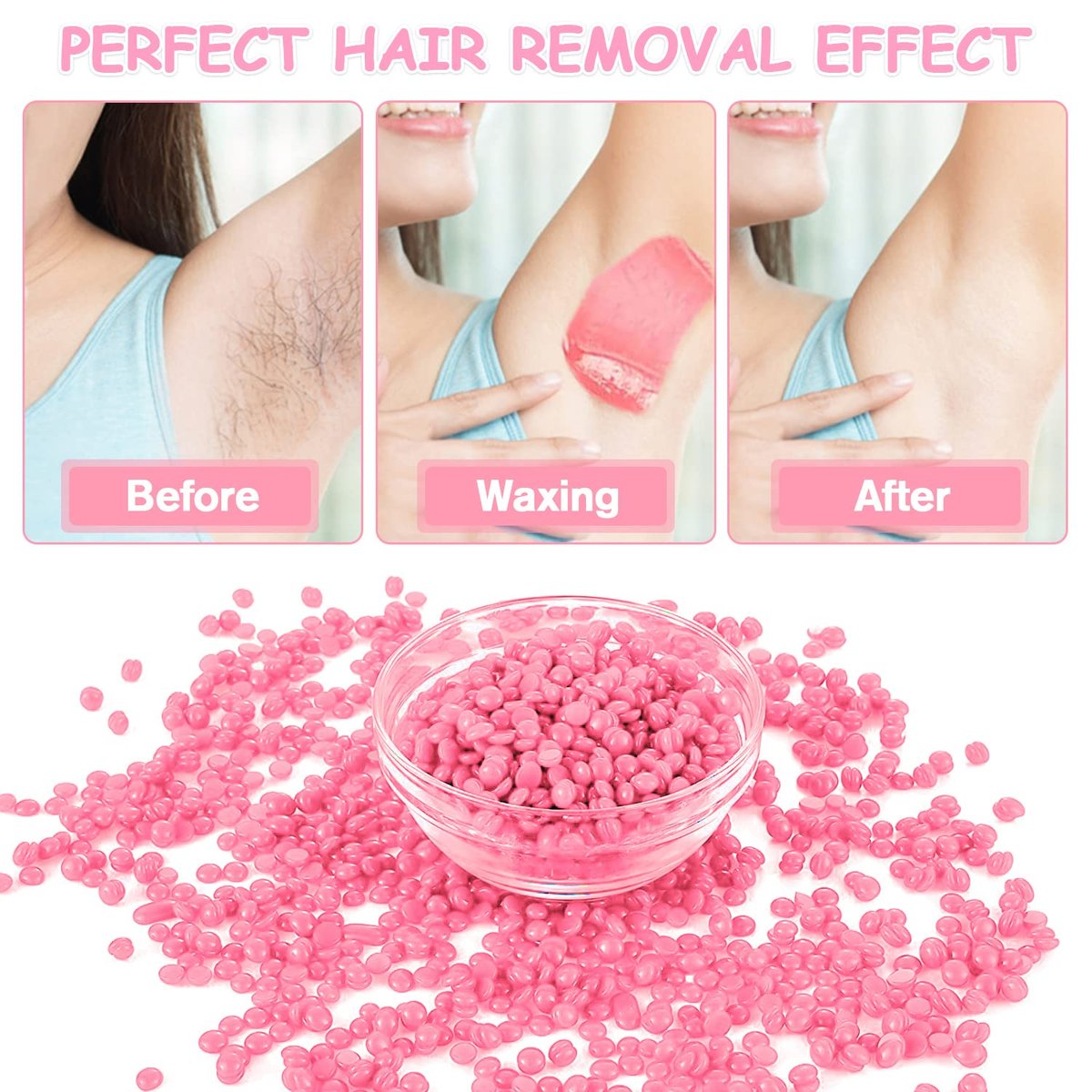 Professional Hard Wax Beads for Hair Removal – 400g with 10 Wood Sticks – Full Body, Brazilian, Bikini, Face, Legs, Eyebrows – Painless at Home for Women and Men - görsel 5