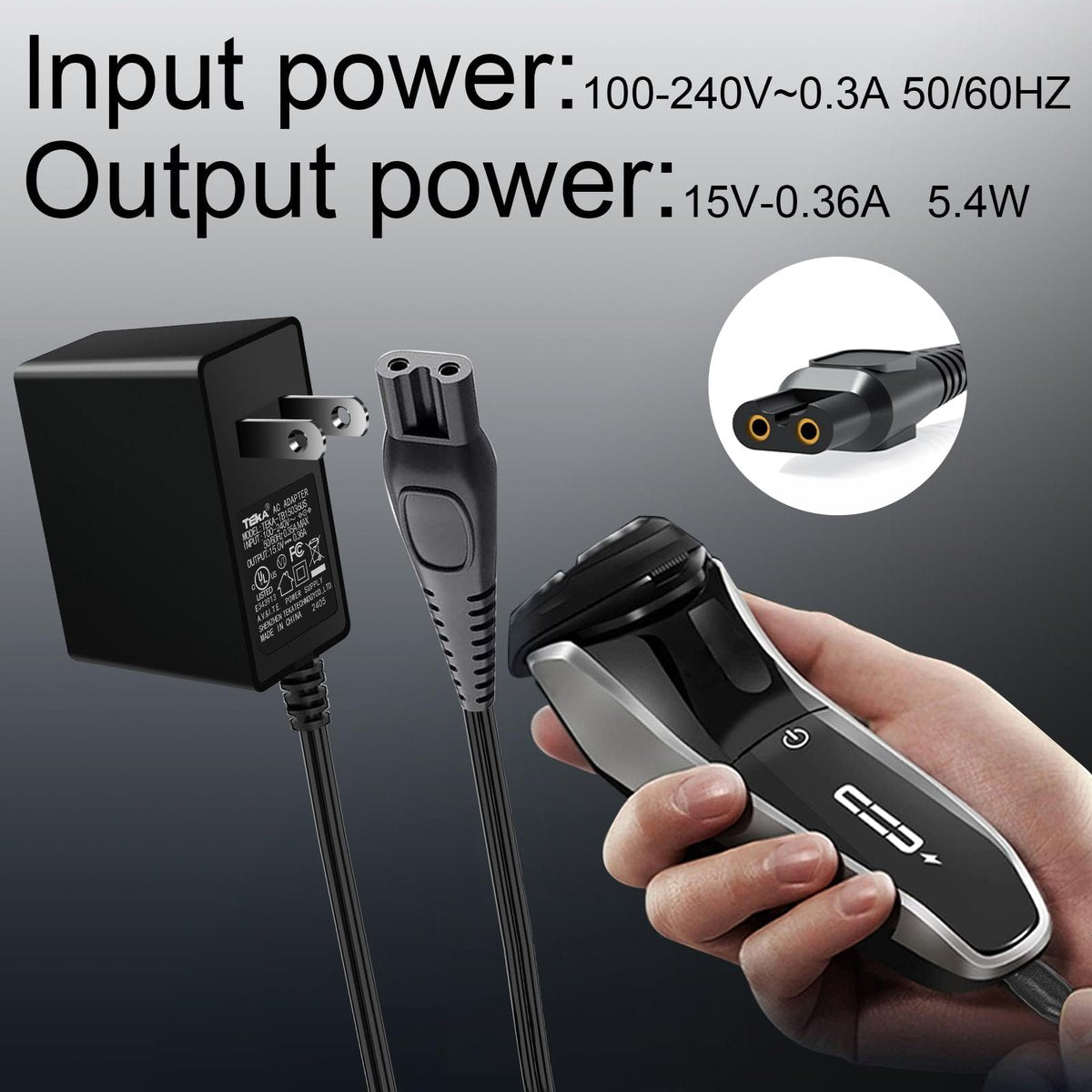 15V AC Adapter Power Supply Cord for Philips Norelco Shavers & Trimmers – Compatible with HQ8505, 7000, 5000, 3000, 9000 Series | Jewaytec - görsel 7
