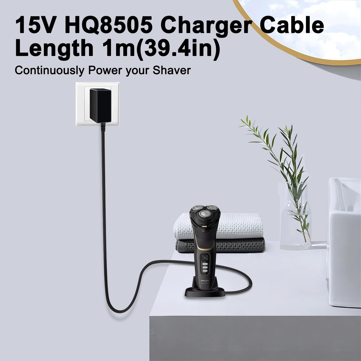 15V AC Adapter Power Supply Cord for Philips Norelco Shavers & Trimmers – Compatible with HQ8505, 7000, 5000, 3000, 9000 Series | Jewaytec - görsel 13