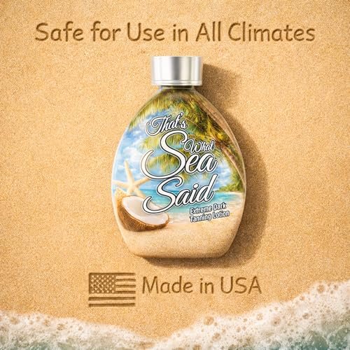 That’s What Sea Said Tanning Bed Lotion Accelerator - Fast Dark Tan Enhancer with Coconut Oil & Aloe, Moisturizing Indoor & Outdoor Tanning Lotion for Face & Body, Tattoo-Safe, No Bronzer (13.5 oz) Avelisse
