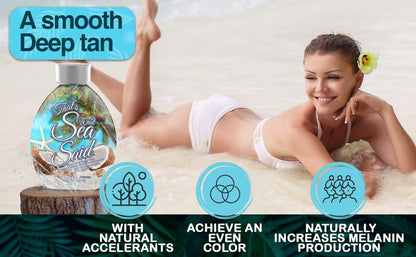 That’s What Sea Said Tanning Bed Lotion Accelerator - Fast Dark Tan Enhancer with Coconut Oil & Aloe, Moisturizing Indoor & Outdoor Tanning Lotion for Face & Body, Tattoo-Safe, No Bronzer (13.5 oz) Avelisse