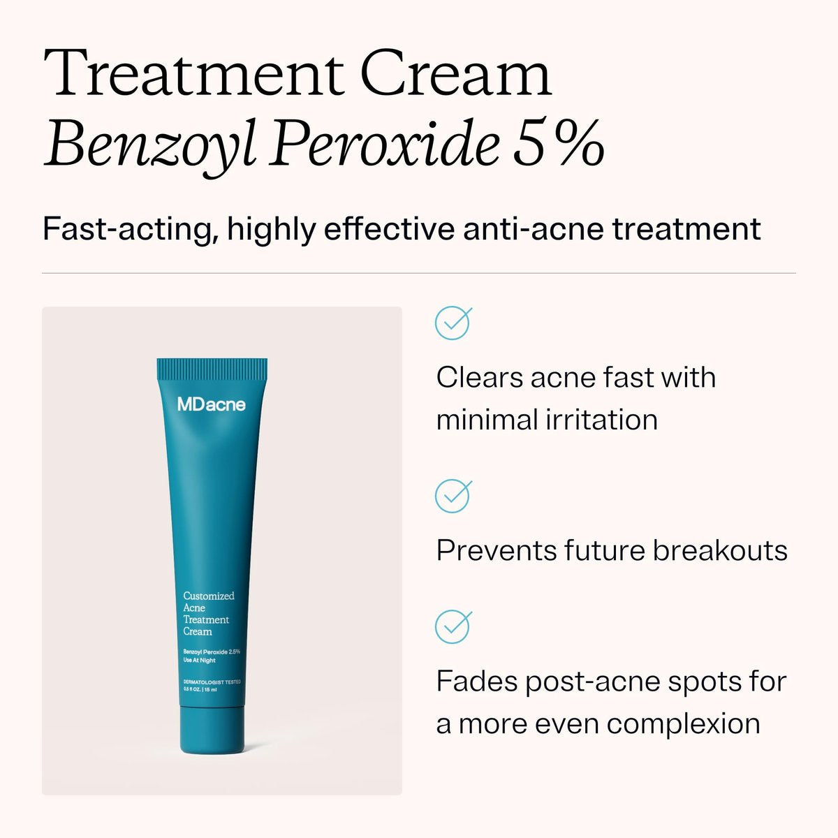 MDacne Acne Treatment - Benzoyl Peroxide Cream 5% for Sensitive Skin | Unclogs Pores & Reduces Blemishes Avelisse