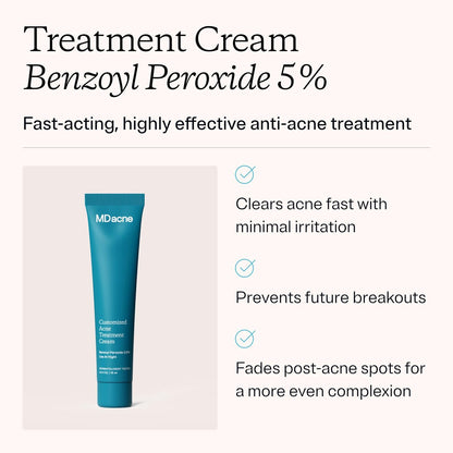 MDacne Acne Treatment - Benzoyl Peroxide Cream 5% for Sensitive Skin | Unclogs Pores & Reduces Blemishes Avelisse