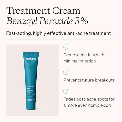 MDacne Acne Treatment - Benzoyl Peroxide Cream 5% for Sensitive Skin | Unclogs Pores & Reduces Blemishes Avelisse