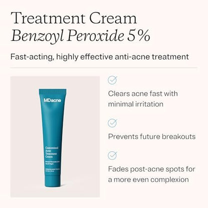 MDacne Acne Treatment - Benzoyl Peroxide Cream 5% for Sensitive Skin | Unclogs Pores & Reduces Blemishes Avelisse
