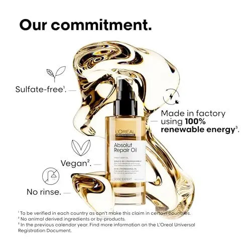 L'Oréal Professionnel Paris Absolut Repair 10-in-1 Oil – Nourishing Multi-Benefit Oil for Dry & Damaged Hair, Repairs and Adds Shine Avelisse