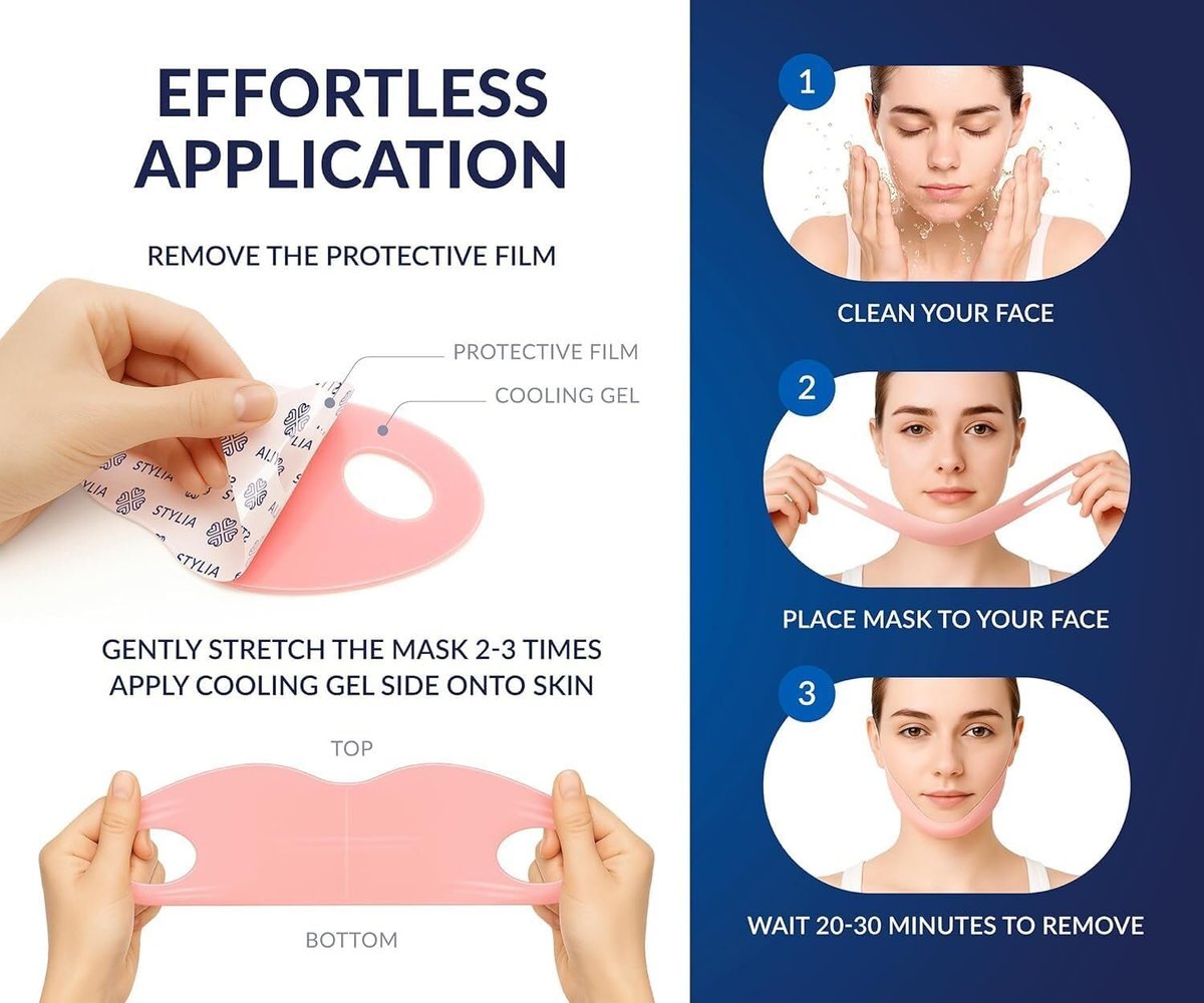 Stylia V Line Lifting Collagen Mask - Lift, Firm & Contour Jawline - Tightening Double Chin Strap with Hyaluronic Acid & Aloe - Neck Tightening and Lifting Mask (5 Pack) Avelisse