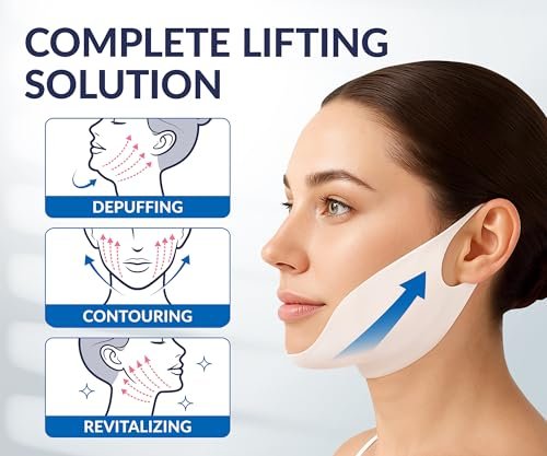 Stylia V Line Lifting Collagen Mask - Lift, Firm & Contour Jawline - Tightening Double Chin Strap with Hyaluronic Acid & Aloe - Neck Tightening and Lifting Mask (5 Pack) Avelisse