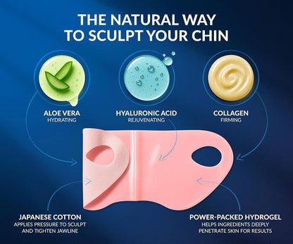 Stylia V Line Lifting Collagen Mask - Lift, Firm & Contour Jawline - Tightening Double Chin Strap with Hyaluronic Acid & Aloe - Neck Tightening and Lifting Mask (5 Pack) Avelisse