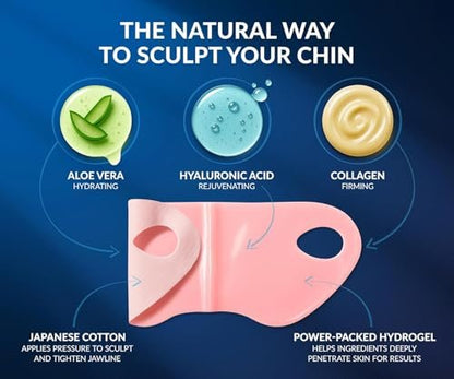 Stylia V Line Lifting Collagen Mask - Lift, Firm & Contour Jawline - Tightening Double Chin Strap with Hyaluronic Acid & Aloe - Neck Tightening and Lifting Mask (5 Pack) Avelisse
