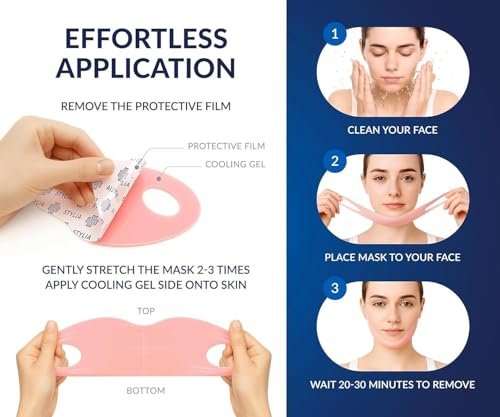 Stylia V Line Lifting Collagen Mask - Lift, Firm & Contour Jawline - Tightening Double Chin Strap with Hyaluronic Acid & Aloe - Neck Tightening and Lifting Mask (5 Pack) Avelisse
