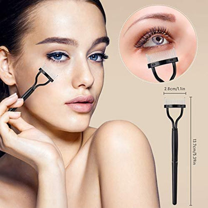EBANKU 4-Piece Double-Ended Eyelash Comb Brush Set - Professional Eyebrow Spoolie & Lash Separator Tool for Makeup Grooming (Black)