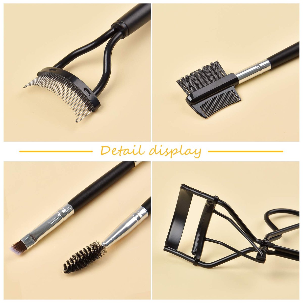 EBANKU 4-Piece Double-Ended Eyelash Comb Brush Set - Professional Eyebrow Spoolie & Lash Separator Tool for Makeup Grooming (Black) - görsel 13