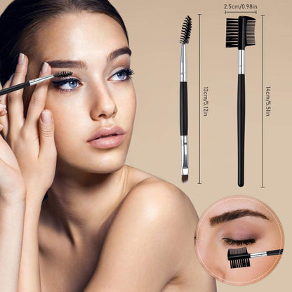 EBANKU 4-Piece Double-Ended Eyelash Comb Brush Set - Professional Eyebrow Spoolie & Lash Separator Tool for Makeup Grooming (Black)