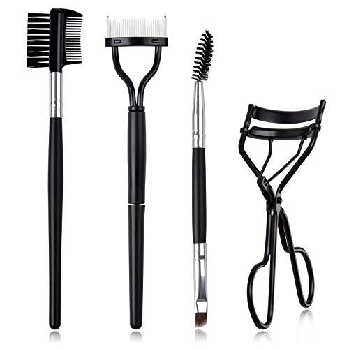 EBANKU 4-Piece Double-Ended Eyelash Comb Brush Set - Professional Eyebrow Spoolie & Lash Separator Tool for Makeup Grooming (Black) - görsel 2