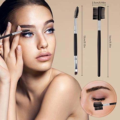 EBANKU 4-Piece Double-Ended Eyelash Comb Brush Set - Professional Eyebrow Spoolie & Lash Separator Tool for Makeup Grooming (Black) - görsel 8