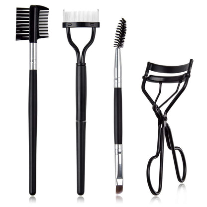 EBANKU 4-Piece Double-Ended Eyelash Comb Brush Set - Professional Eyebrow Spoolie & Lash Separator Tool for Makeup Grooming (Black)