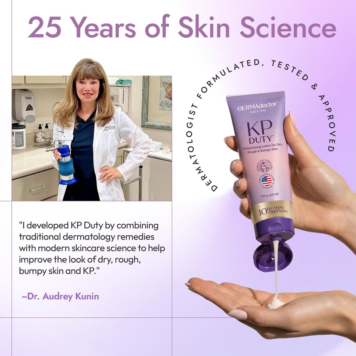 DERMAdoctor KP Bump Eraser Keratosis Pilaris Lotion – Gentle KP Cream for Arms and Full Body | Rough and Bumpy Skin Lotion | Smooths, Hydrates & Softens | 10% AHAs + PHAs, 8 oz Avelisse
