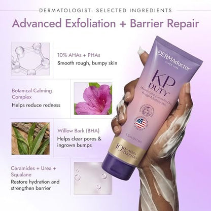 DERMAdoctor KP Bump Eraser Keratosis Pilaris Lotion – Gentle KP Cream for Arms and Full Body | Rough and Bumpy Skin Lotion | Smooths, Hydrates & Softens | 10% AHAs + PHAs, 8 oz Avelisse