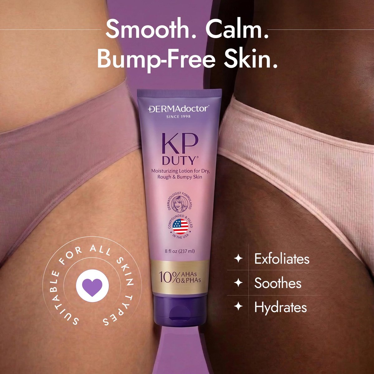 DERMAdoctor KP Bump Eraser Keratosis Pilaris Lotion – Gentle KP Cream for Arms and Full Body | Rough and Bumpy Skin Lotion | Smooths, Hydrates & Softens | 10% AHAs + PHAs, 8 oz Avelisse