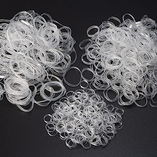 Minihope Mini Rubber Bands - 1000 Clear Elastic Hair Ties for Women & Kids, Pain-Free Fine Hair Elastics - görsel 2