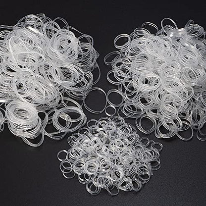 Minihope Mini Rubber Bands - 1000 Clear Elastic Hair Ties for Women & Kids, Pain-Free Fine Hair Elastics