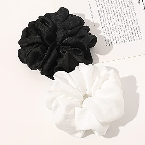 Ivyu Silk Satin Scrunchie Pack of 4 - Extra Large Jumbo Hair Ties for Thick Curly Hair - Gentle Ponytail Holders for Women - görsel 14