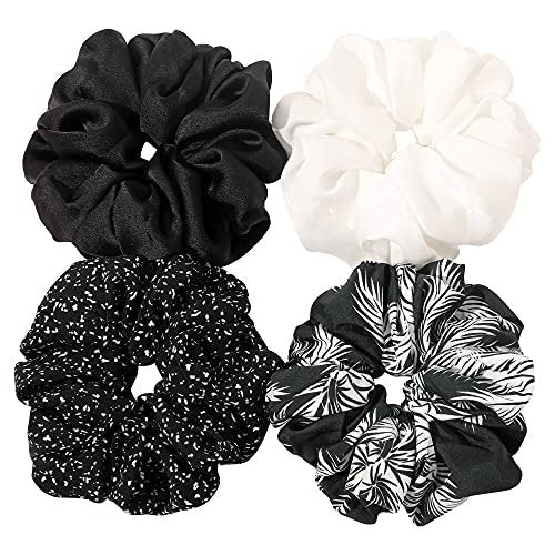 Ivyu Silk Satin Scrunchie Pack of 4 - Extra Large Jumbo Hair Ties for Thick Curly Hair - Gentle Ponytail Holders for Women - görsel 2