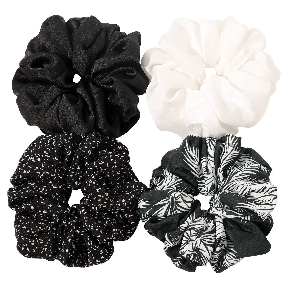 Ivyu Silk Satin Scrunchie Pack of 4 - Extra Large Jumbo Hair Ties for Thick Curly Hair - Gentle Ponytail Holders for Women - görsel 1