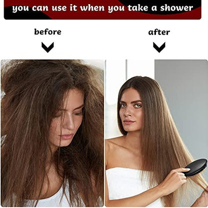 Geiserailie Hair Brushes - 2 Pack Boar Bristle Hair Brush with Nylon Quill for Smooth and Healthy Hair Growth, Natural Bristles for Women, Men and Kids (Black) Avelisse