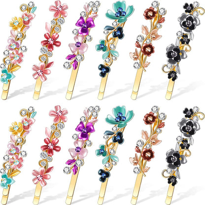 WILLBOND Vintage Flower Hair Pins - 12 Piece Gold Tone Decorative Bobby Pins for Women & Girls Avelisse